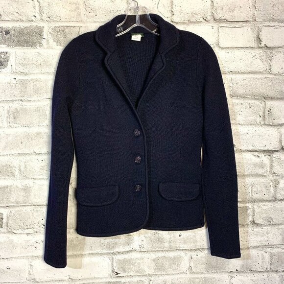 J. Crew Jackets & Blazers - J.Crew Vintage 100% Wool Navy 3 Button Sweater Blazer